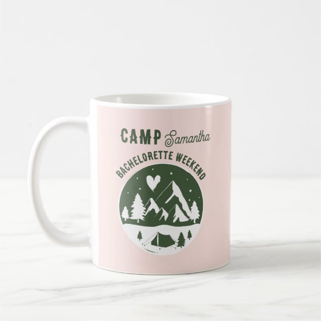 Junggesellinnen-Abschiedsparty Camping Bach Pink Kaffeetasse (Links)