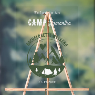 Junggesellinnen-Abschiedsparty Camping Bach Wochen Acrylschild