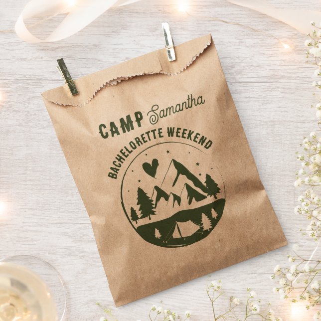 Junggesellinnen-Abschiedsparty Camping Bach Wochen Geschenktütchen (Ausgeschnitten)