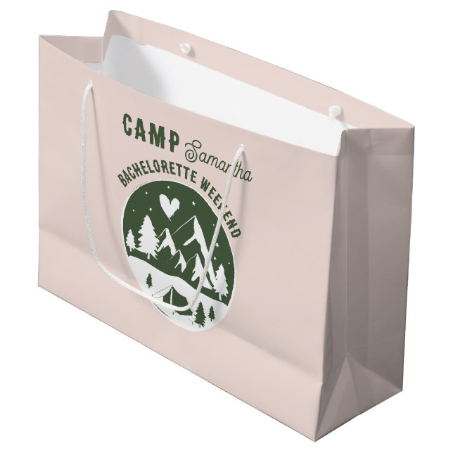 Junggesellinnen-Abschiedsparty Camping Bach Wochen Große Geschenktüte (Vorderseite Schrägansicht)