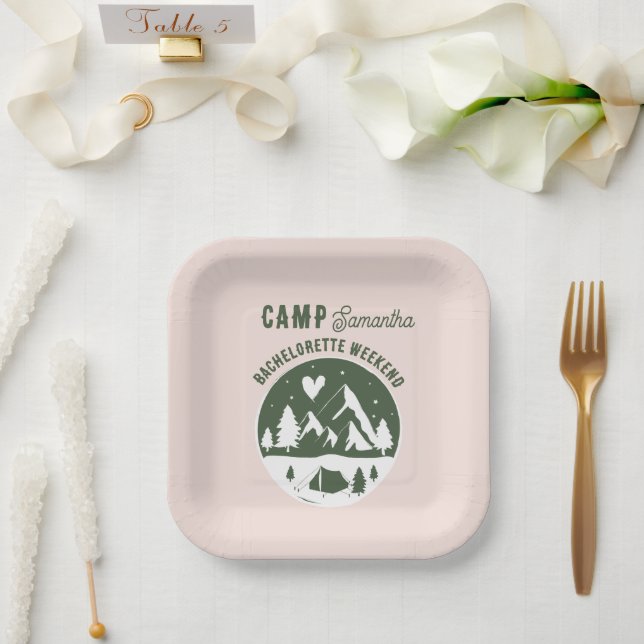 Junggesellinnen-Abschiedsparty Camping Bach Wochen Pappteller (Hochzeit)