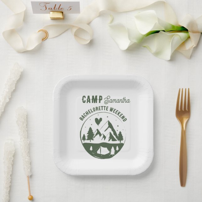 Junggesellinnen-Abschiedsparty Camping Bach Wochen Pappteller (Hochzeit)