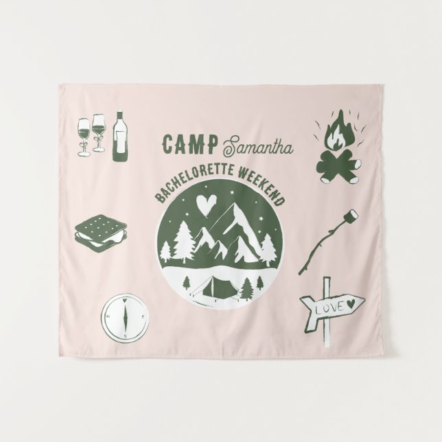 Junggesellinnen-Abschiedsparty Camping Bach Wochen Wandteppich (Vorderseite (Horizontal))