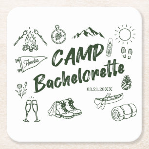 Junggesellinnen-Abschiedsparty-Camping-Camp-Themen Rechteckiger Pappuntersetzer