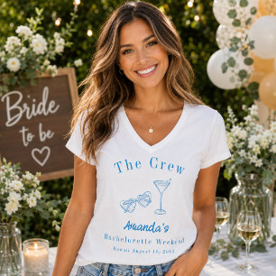 Junggesellinnen-Abschiedsparty-Crew Beach Blau T-Shirt