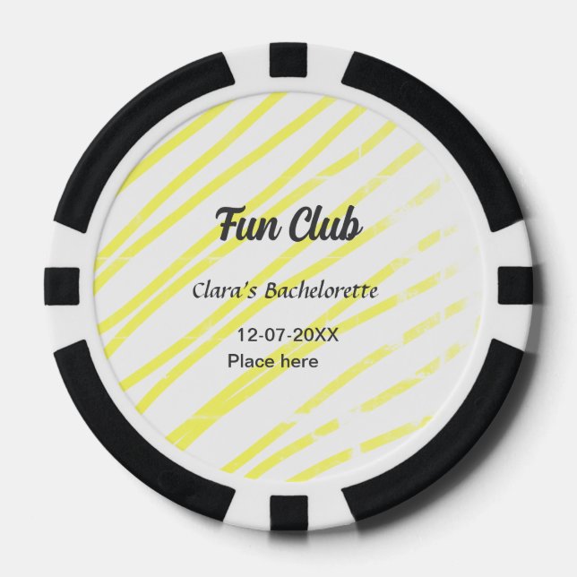 Junggesellinnen-Abschiedsparty Gelbe Linien Hinter Pokerchips (Vorderseite)