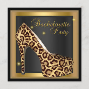 Junggesellinnen-Abschiedsparty Gold Schwarz Leopar Einladung