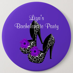 Junggesellinnen-Abschiedsparty Lila Leopardenschuh Button