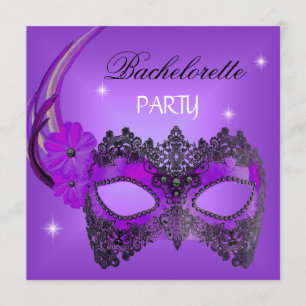 Junggesellinnen-Abschiedsparty Lila Maske Schwarz Einladung