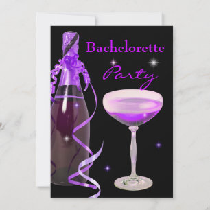 Junggesellinnen-Abschiedsparty Lila Rosa Schwarz C Einladung