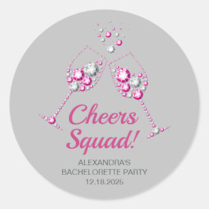 Junggesellinnen-Abschiedsparty mit rosa und grauem Runder Aufkleber
