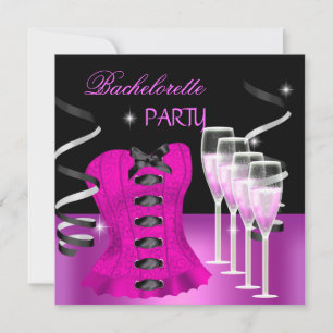 Junggesellinnen-Abschiedsparty Rosa Korsett Schwar Einladung