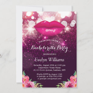 Junggesellinnen-Abschiedsparty Rosa Lila Glitter L Einladung