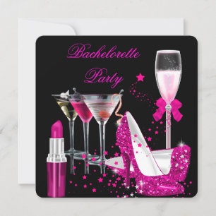Junggesellinnen-Abschiedsparty Rosa Lippenstift Ch Einladung