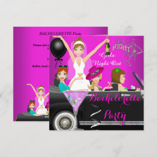 Junggesellinnen-Abschiedsparty Rosa Spaß Limousine Einladung