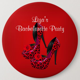 Junggesellinnen-Abschiedsparty Rot Schwarz Schuh Button