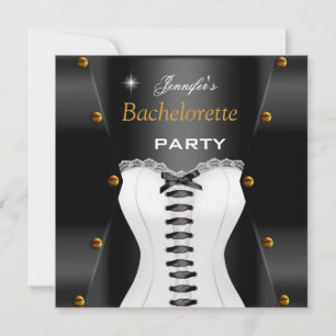 Junggesellinnen-Abschiedsparty Schwarz Weiß Korset Einladung