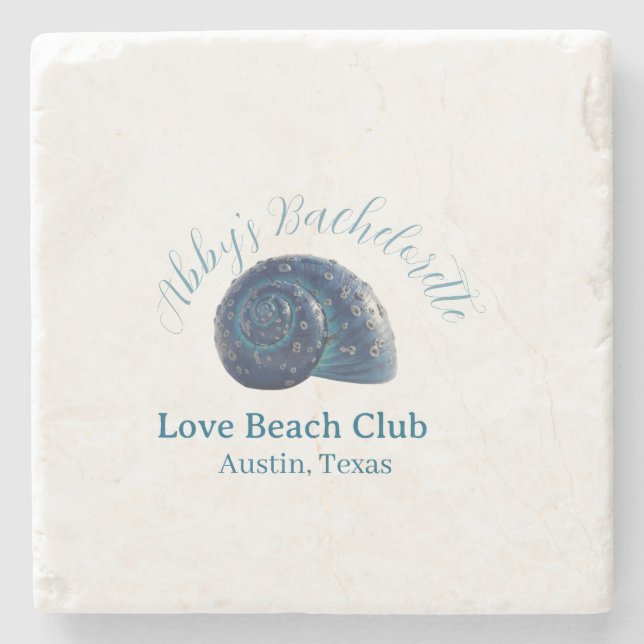 Junggesellinnen-Abschiedsparty Strandclub blauer M Steinuntersetzer (Vorderseite)