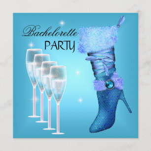 Junggesellinnen-Abschiedsparty Teal Blau Stiefel C Einladung
