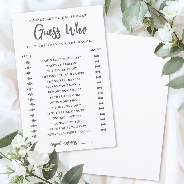 Junggesellinnen-Abschiedsspiel errate wer (Guess Who Minimalist Bridal Shower Game )