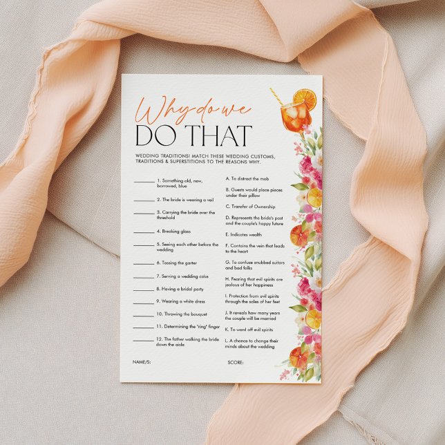 Junggesellinnen-Abschiedsspiel Warum machen wir da (Why do we do that? Bridal Shower Game | Love at First Spritz)