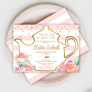 Junggesellinnen-Abschiedstee-Party Rosa und Gold F Einladung