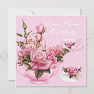 Junggesellinnen-Abschiedstee-Pink-Rosen-Teekanne 4 Einladung