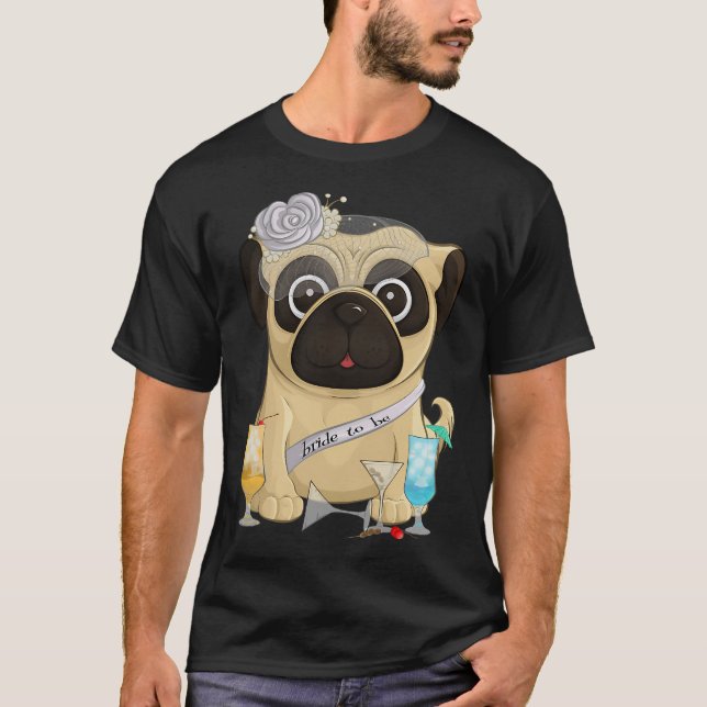 Junggesellinnen-Mops T-Shirt (Vorderseite)