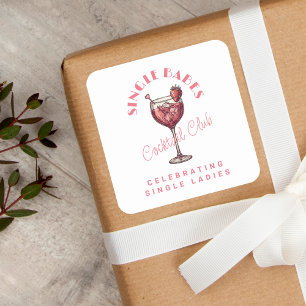 Junggesellinnen Rosa Cocktail Mädchenabend Quadratischer Aufkleber