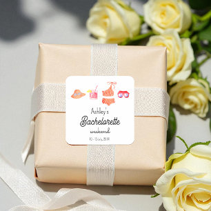 Junggesellinnen Strand Bikini Wochenende  Quadratischer Aufkleber