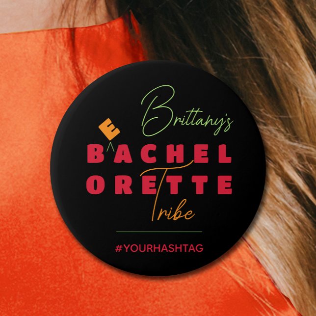 Junggesellinnen Tribe Hashtag Button (Beach themed Button for her Bachelorette Party)