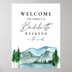 Junggesellinnen-Wochenende im Wald Willkommensschi Poster