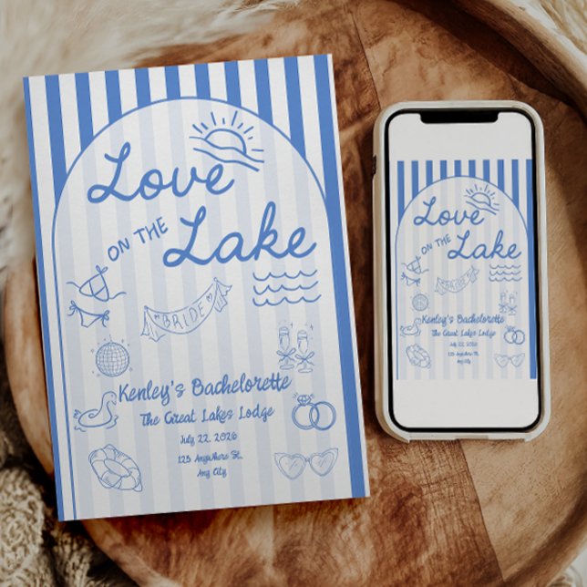 Junggesellinnenabschied am See Einladung (Love on the lake bachelorette party invitation)