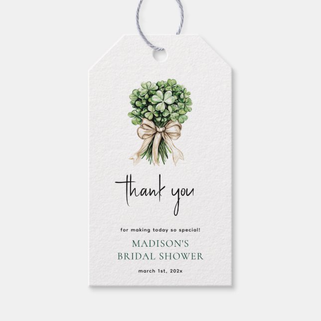 Junggesellinnenabschied Aquarell Klee Blumenstrauß Geschenkanhänger (Vorderseite)