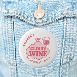Junggesellinnenabschied auf Cloud-Wein-Braut Button