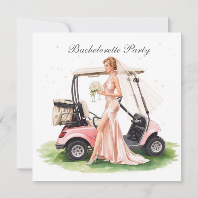 Junggesellinnenabschied auf dem Golfplatz Einladung (Vorderseite)