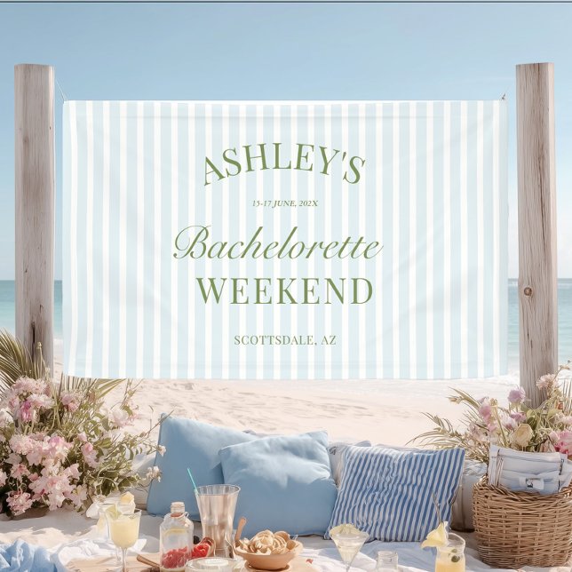 Junggesellinnenabschied-Banner mit blauen Streifen Banner (Von Creator hochgeladen)