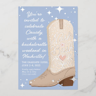 Junggesellinnenabschied Blaue Nash Bash Cowgirl St Folieneinladung