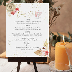 Junggesellinnenabschied Boho Cocktail Vergoldetes Poster