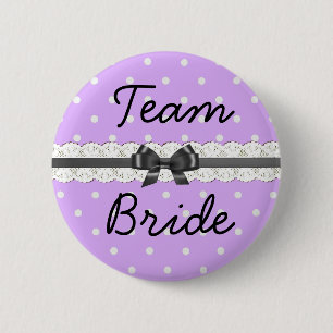 Junggesellinnenabschied Braut Team Lila Punkte Button