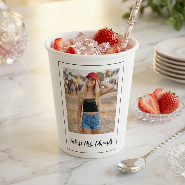 Junggesellinnenabschied Brautparty Abschiedsfest G Pappbecher (Bachelorette Party Paper Cups With Bride's Photo)