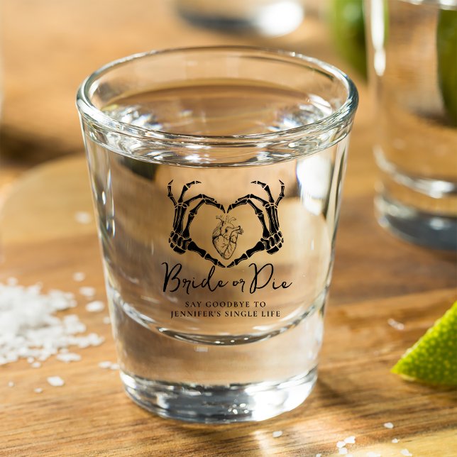 Junggesellinnenabschied Bride or Die Gothic Heart Schnapsglas (Von Creator hochgeladen)