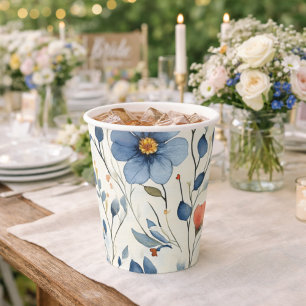 Junggesellinnenabschied Elegante Wasserfarbe Blaue Pappbecher