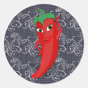 Junggesellinnenabschied Fiesta mit roter scharfer  Runder Aufkleber