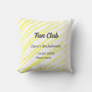 Junggesellinnenabschied Fun Club gelbe Linien Hint Kissen
