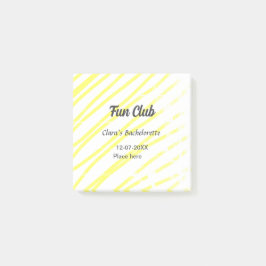 Junggesellinnenabschied Fun Club gelbe Linien Hint Post-it Klebezettel