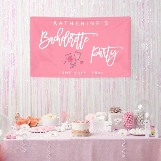 Junggesellinnenabschied in Rosa und Weiß Banner (Party)
