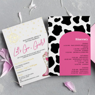 Junggesellinnenabschied-Itinerary Pink Gold Cowgir Folieneinladung