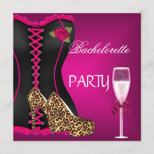 Junggesellinnenabschied Korsett Schwarz Rosa Schuh Einladung