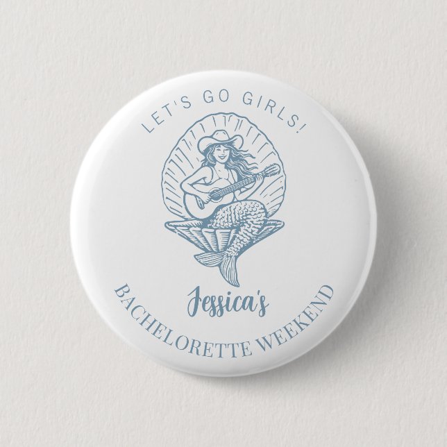 Junggesellinnenabschied Küsten-Cowgirl Strand Bach Button (Vorderseite)